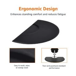 Anti-Fatigue Floor Mat | Black | Semi Circle | 7/8 In. Thick -salon wholesaler store anti fatigue floor mat black semi circle 78 in thick floor mat ssw 727456