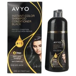 Black | Instant-Color Shampoo Conditioner | 4 In 1 | 420 ML | AVYO -salon wholesaler store black instant color shampoo conditioner 4 in 1 420 ml avyo shampoo avyo 198303