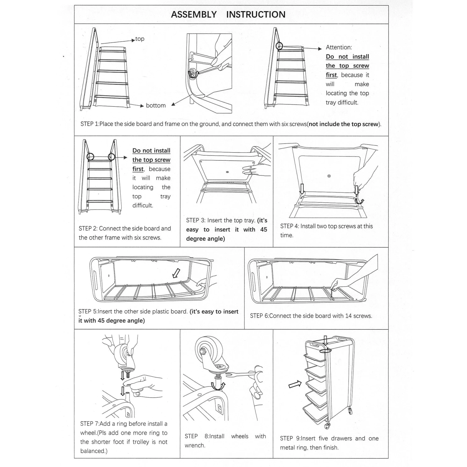 DK-38077 | Black Trolley | Multi-Function Drawers Trolley With Wheel 5 DK-38077 | Black Trolley | Multi-Function Drawers Trolley With Wheel - Image 5