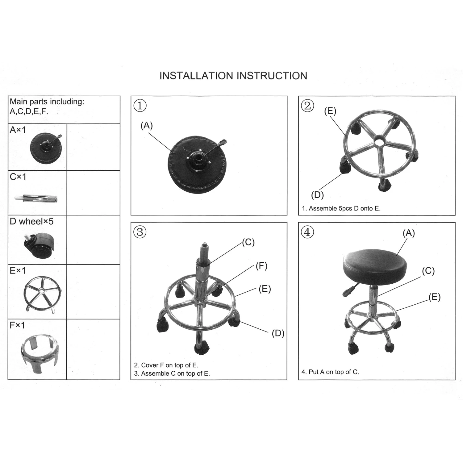 DK-98016 | Leather Round Rolling Stool With Foot Rest | Swivel Height Adjustment 9 DK-98016 | Leather Round Rolling Stool With Foot Rest | Swivel Height Adjustment - Image 9